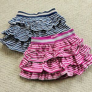 Mini Boden pink and blue striped skort bundle